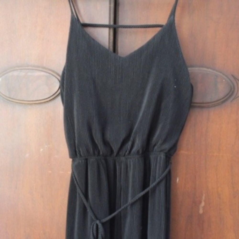 Black Corduroy Sleeveless Jumpsuit